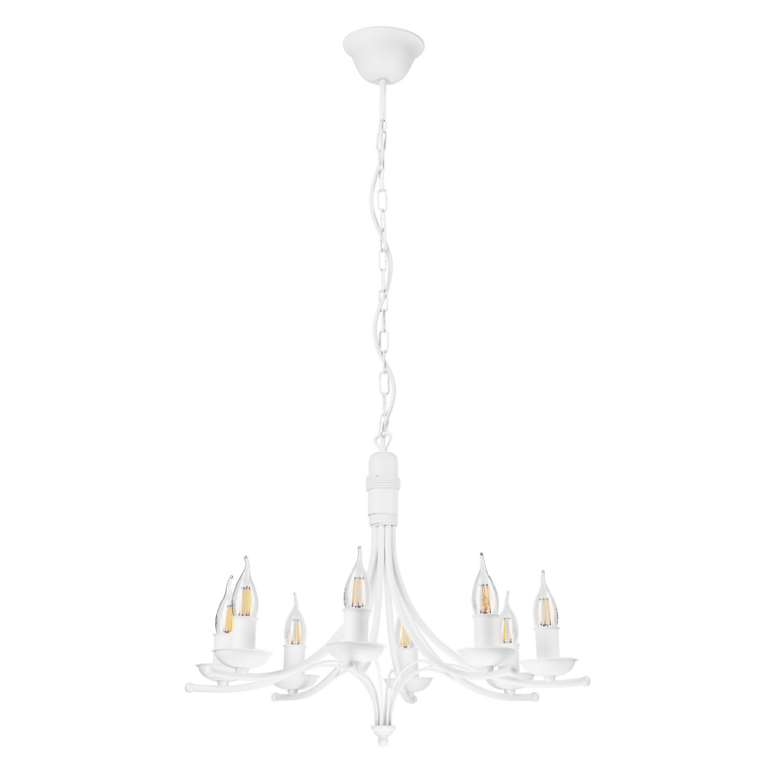 Lámpara colgante con cadena LUCY 8xE14/60W/230V blanco