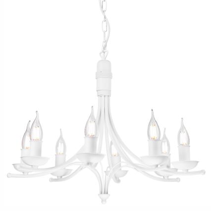 Lámpara colgante con cadena LUCY 8xE14/60W/230V blanco