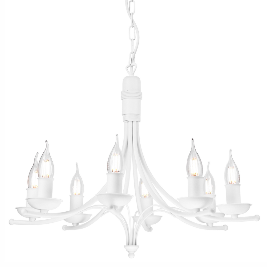 Lámpara colgante con cadena LUCY 8xE14/60W/230V blanco
