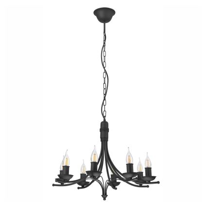 Lámpara colgante con cadena LUCY 8xE14/60W/230V negro