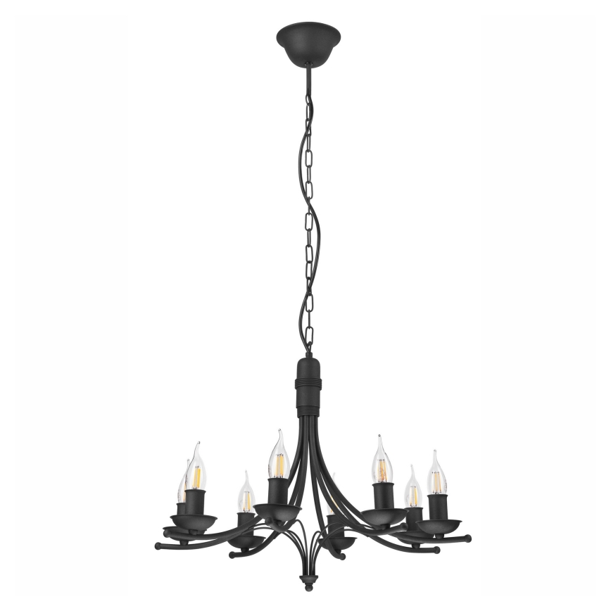 Lámpara colgante con cadena LUCY 8xE14/60W/230V negro