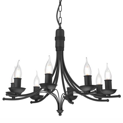 Lámpara colgante con cadena LUCY 8xE14/60W/230V negro