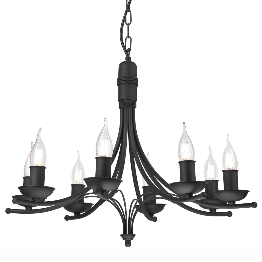 Lámpara colgante con cadena LUCY 8xE14/60W/230V negro