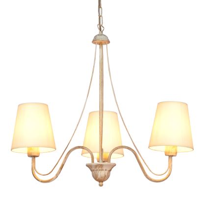 Lámpara colgante con cadena MALBO 3xE27/15W/230V beige