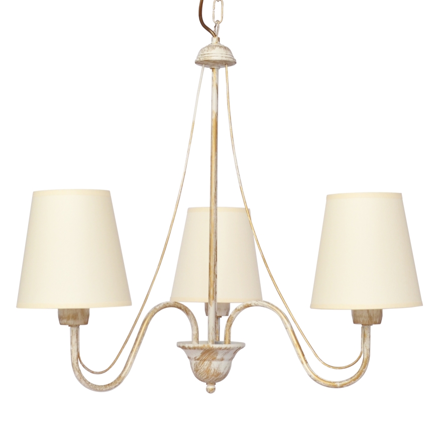 Lámpara colgante con cadena MALBO 3xE27/15W/230V beige