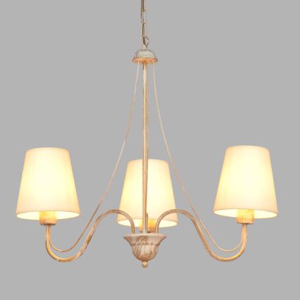 Lámpara colgante con cadena MALBO 3xE27/15W/230V beige