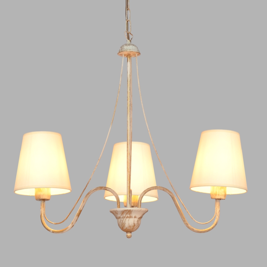 Lámpara colgante con cadena MALBO 3xE27/15W/230V beige