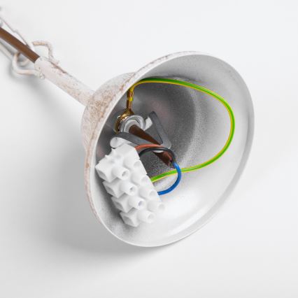 Lámpara colgante con cadena MALBO 8xE14/10W/230V blanco/dorado/pátina