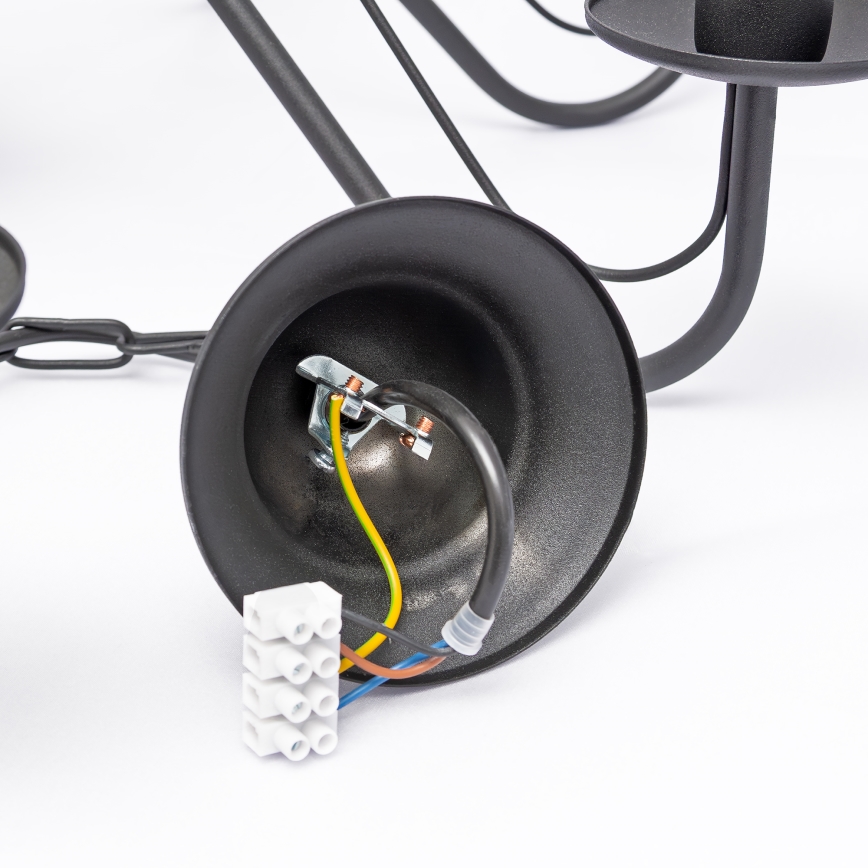 Lámpara colgante con cadena MALBO 8xE14/10W/230V, negra