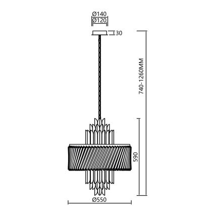 Lámpara colgante con cadena MARGOT 9xE14/40W/230V cromo mate