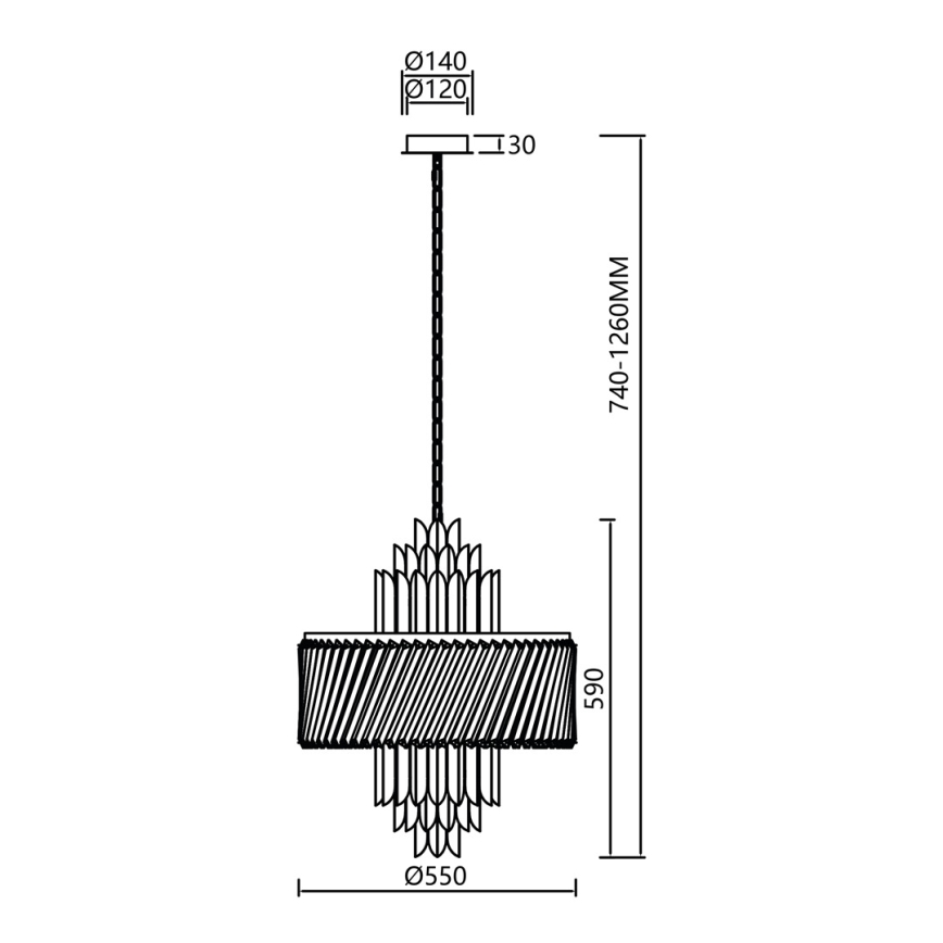 Lámpara colgante con cadena MARGOT 9xE14/40W/230V cromo mate