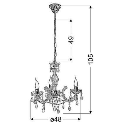 Lámpara colgante con cadena MARIA TERESA 3xE14/40W/230V