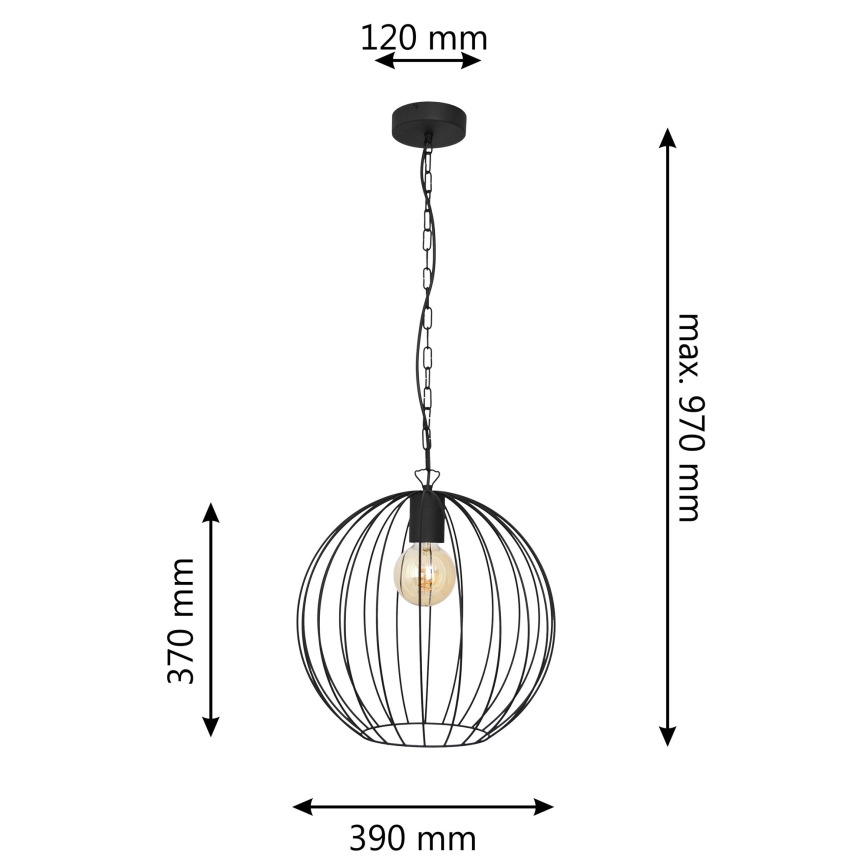 Lámpara colgante con cadena MERCURE 1xE27/15W/230V negro
