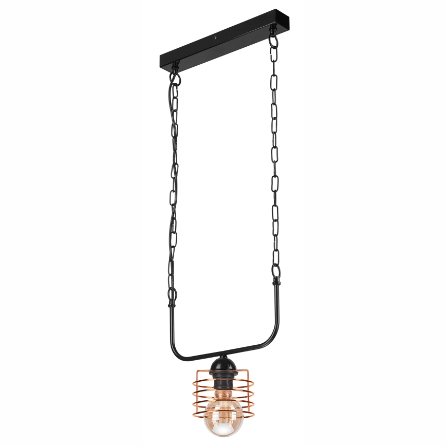 Lámpara colgante con cadena MORGAN 1xE27/60W/230V negro/cobre