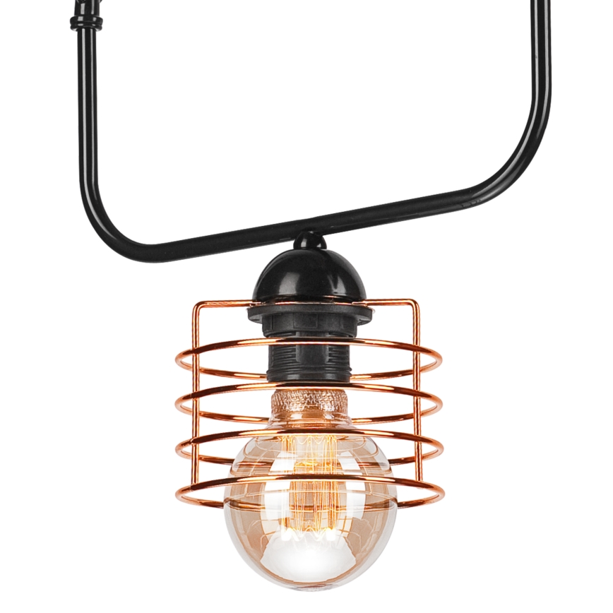 Lámpara colgante con cadena MORGAN 1xE27/60W/230V negro/cobre