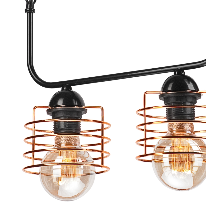 Lámpara colgante con cadena MORGAN 2xE27/60W/230V negro/cobre