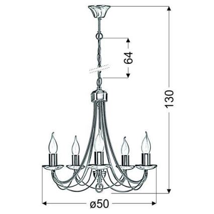Lámpara colgante con cadena MUZA 5xE14/40W/230V