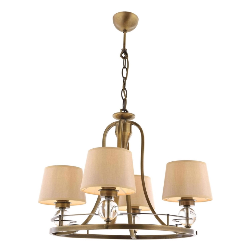 Lámpara colgante con cadena NARA 4xE27/40W/230V latón