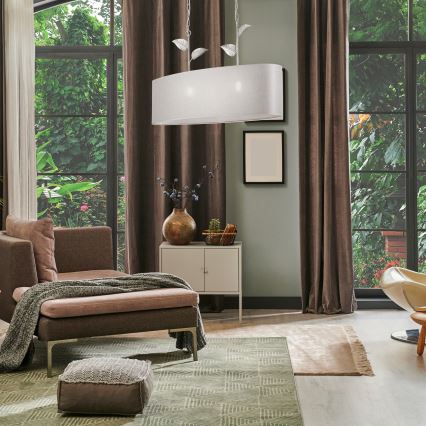 Lámpara colgante con cadena NOEMI 2xE27/60W/230V plateada/pátina blanca