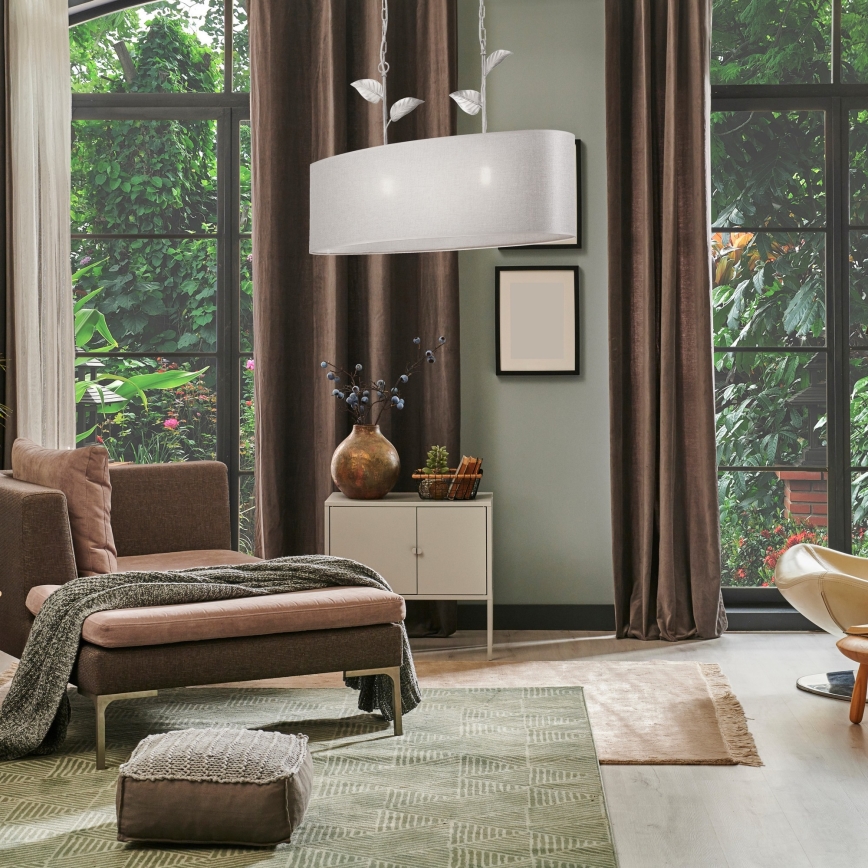 Lámpara colgante con cadena NOEMI 2xE27/60W/230V plateada/pátina blanca