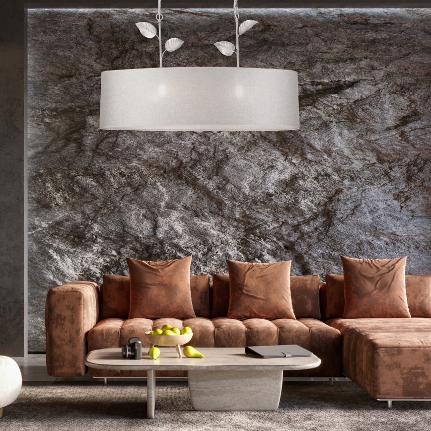 Lámpara colgante con cadena NOEMI 2xE27/60W/230V plateada/pátina blanca