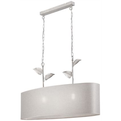 Lámpara colgante con cadena NOEMI 2xE27/60W/230V plateada/pátina blanca
