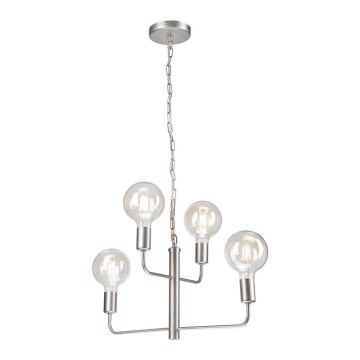 Lámpara colgante con cadena ORLANDO 4xE27/60W/230V plata