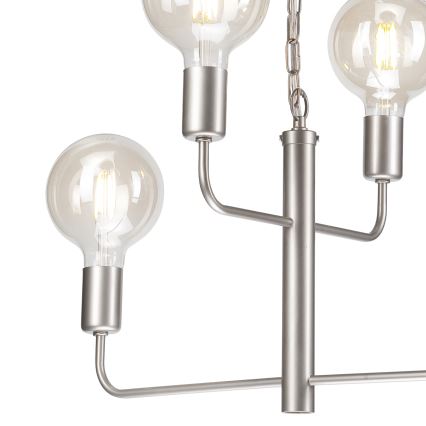 Lámpara colgante con cadena ORLANDO 4xE27/60W/230V plata