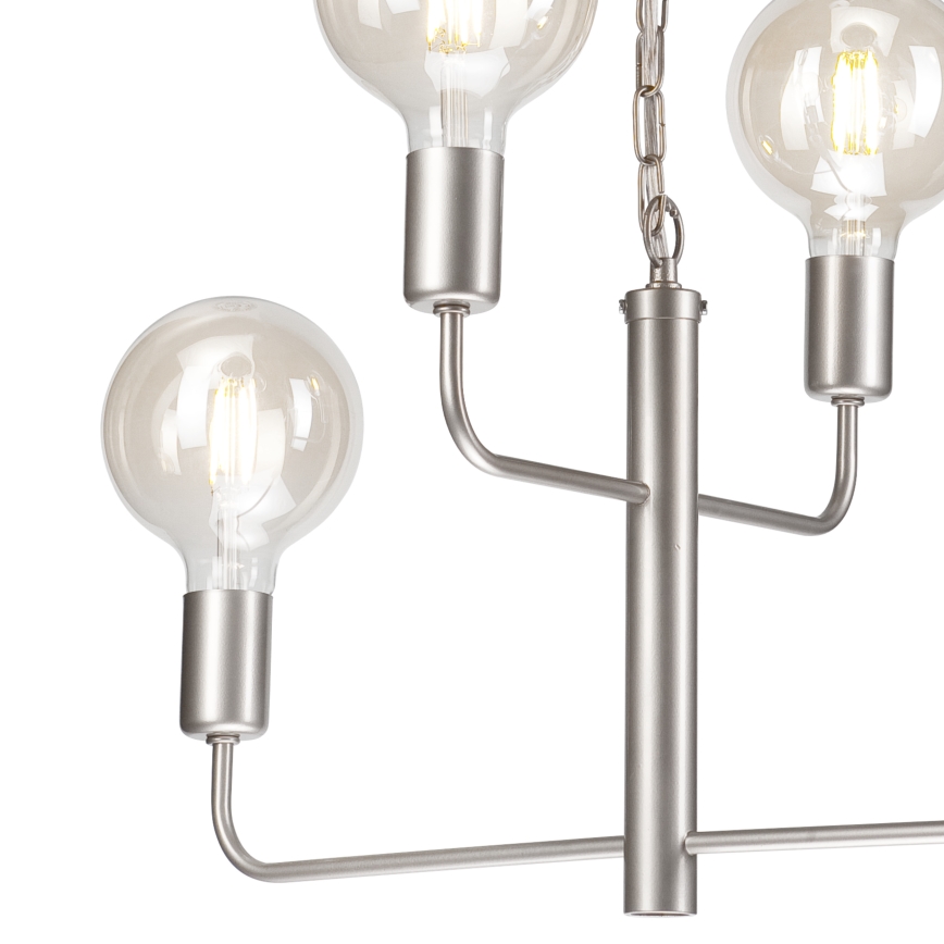 Lámpara colgante con cadena ORLANDO 4xE27/60W/230V plata
