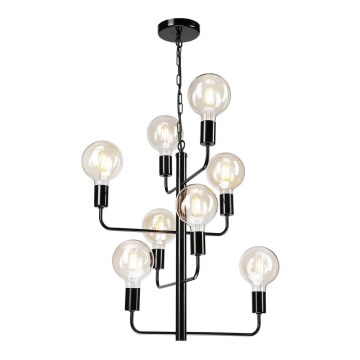Lámpara colgante con cadena ORLANDO 8xE27/60W/230V negro