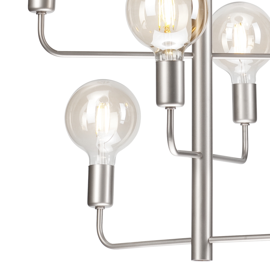 Lámpara colgante con cadena ORLANDO 8xE27/60W/230V plata