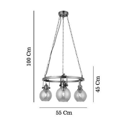 Lámpara colgante con cadena POLINO 3xE27/40W/230V acabado en bronce