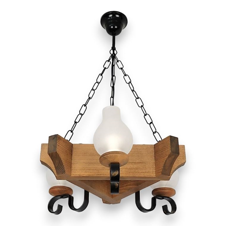 Lámpara colgante con cadena QUEEN 3xE14/40W/230V haya