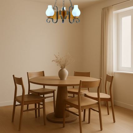 Lámpara colgante con cadena QUEEN 3xE14/40W/230V haya