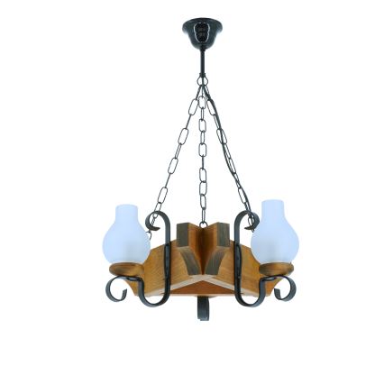 Lámpara colgante con cadena QUEEN 3xE14/40W/230V haya