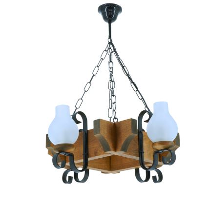 Lámpara colgante con cadena QUEEN 4xE14/40W/230V haya