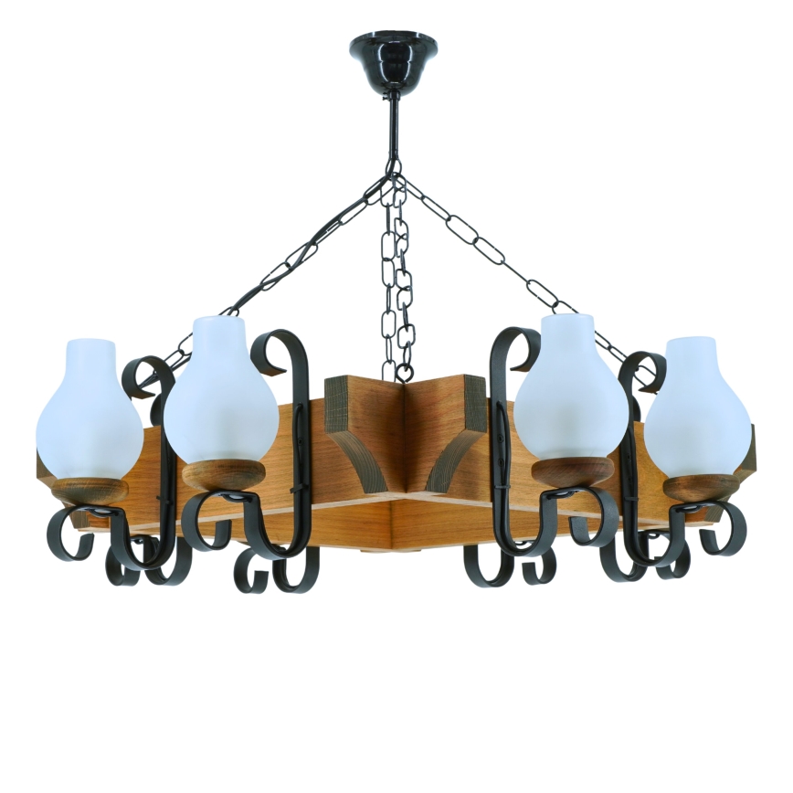 Lámpara colgante con cadena QUEEN 8xE14/40W/230V haya