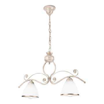 Lámpara colgante con cadena RETRO 2xE27/60W/230V dorada/pátina