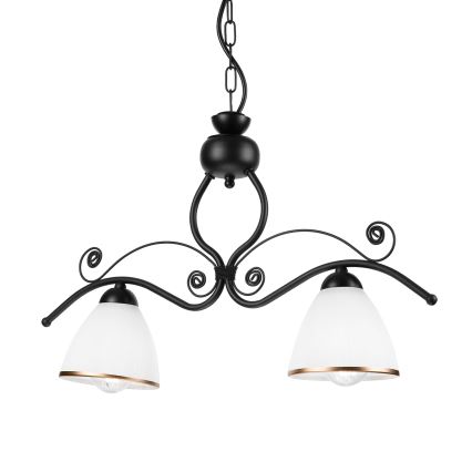 Lámpara colgante con cadena RETRO 2xE27/60W/230V mate negro