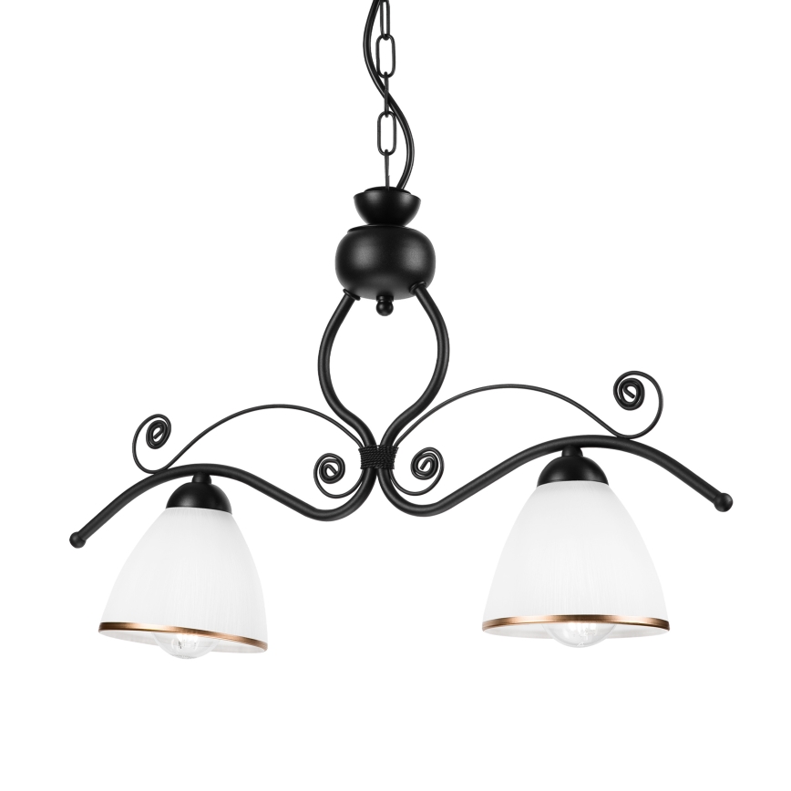 Lámpara colgante con cadena RETRO 2xE27/60W/230V mate negro