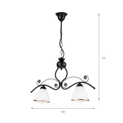 Lámpara colgante con cadena RETRO 2xE27/60W/230V mate negro