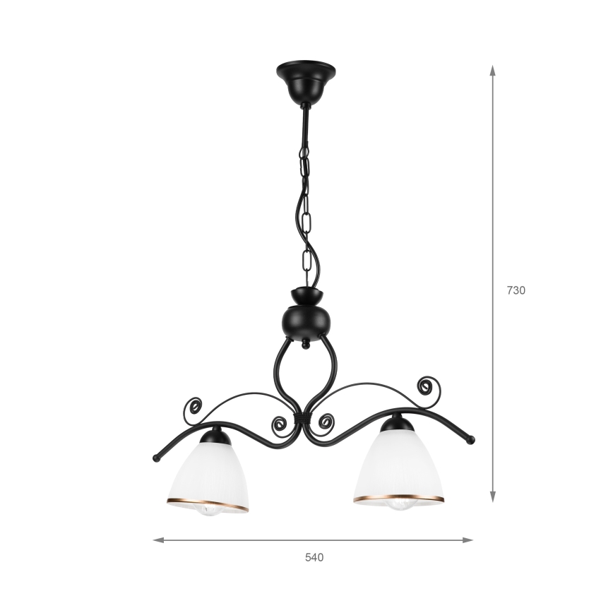 Lámpara colgante con cadena RETRO 2xE27/60W/230V mate negro