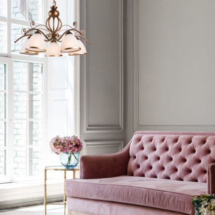 Lámpara colgante con cadena RETRO II 5xE27/60W/230V, acabado en bronce patinado