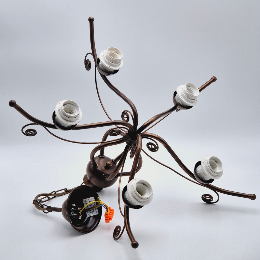 Lámpara colgante con cadena RETRO II 5xE27/60W/230V, acabado en bronce patinado