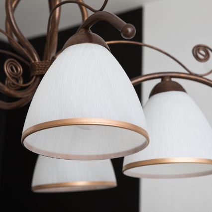 Lámpara colgante con cadena RETRO II 5xE27/60W/230V, acabado en bronce patinado