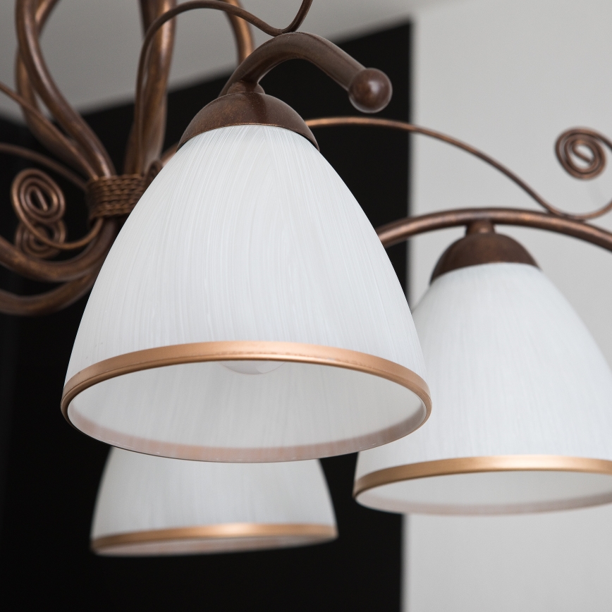 Lámpara colgante con cadena RETRO II 5xE27/60W/230V, acabado en bronce patinado