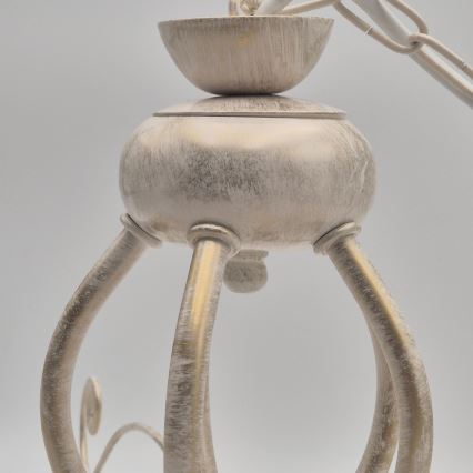 Lámpara colgante con cadena RETRO II 5xE27/60W/230V, acabado en pátina blanca