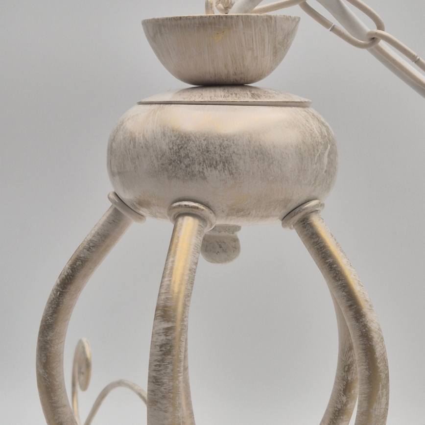 Lámpara colgante con cadena RETRO II 5xE27/60W/230V, acabado en pátina blanca