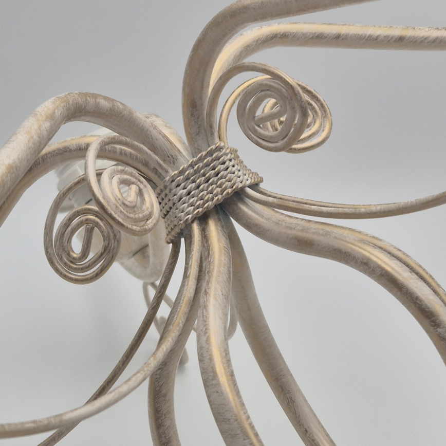 Lámpara colgante con cadena RETRO II 5xE27/60W/230V, acabado en pátina blanca