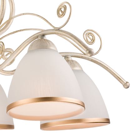 Lámpara colgante con cadena RETRO II 5xE27/60W/230V, acabado en pátina blanca